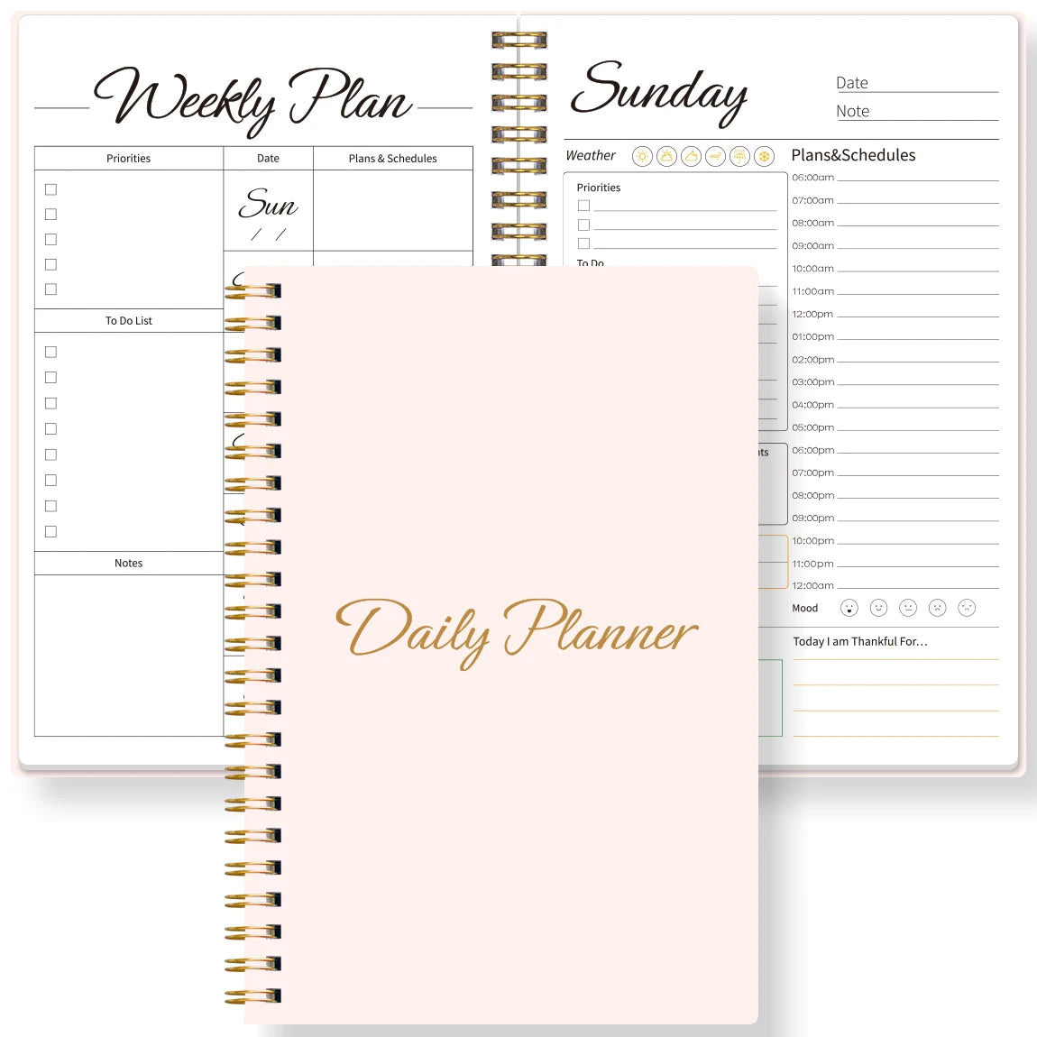 Weekly & Daily Planner Notebook|A5 Spiral To-Do List Organizer|Goal Tracker|Habit & Schedule Journal|Productivity Planner Book