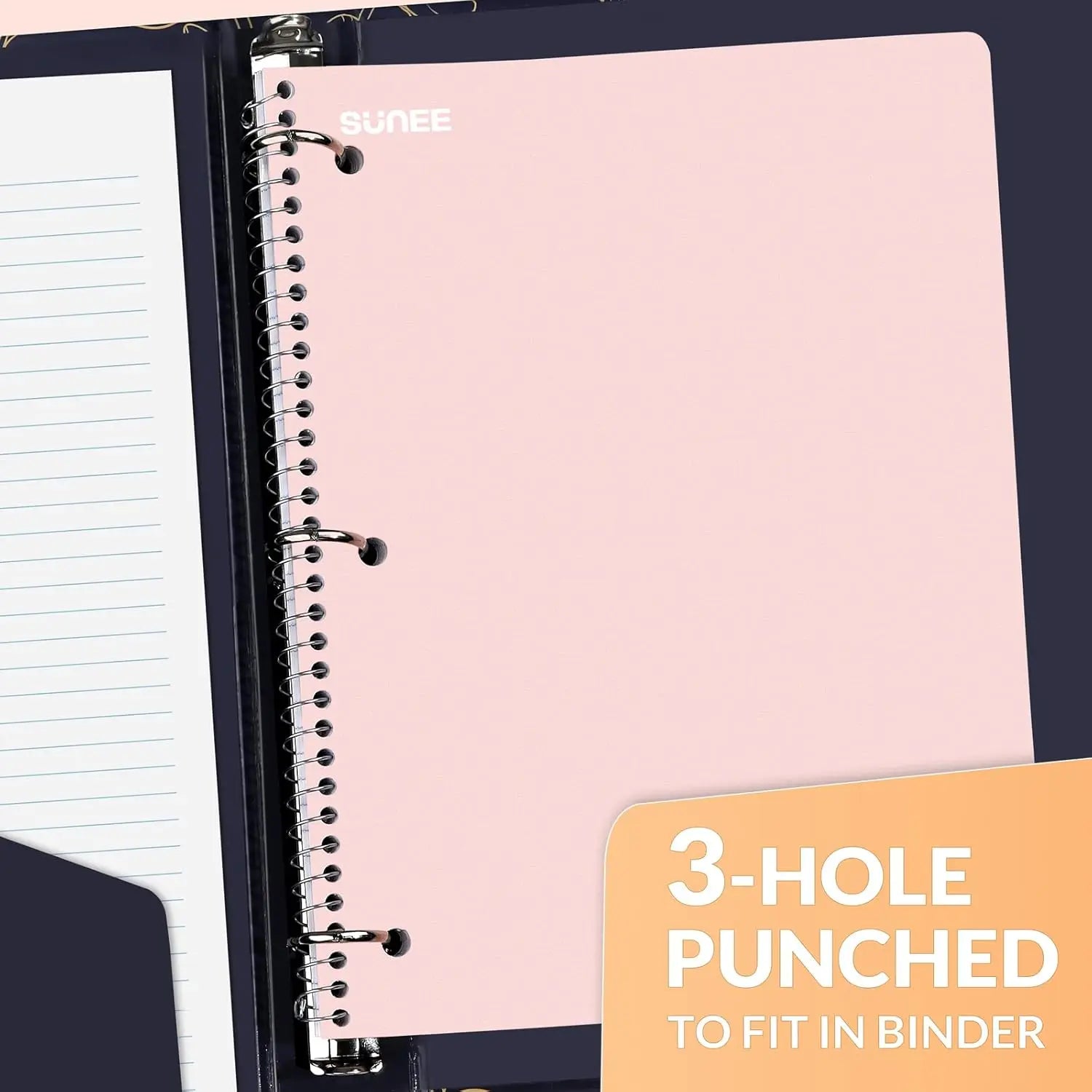 Spiral Notebooks, 5 Pack, College Ruled Paper, 8x10.5 Inch, 70 Sheets Each, 3-Hole Punched, Multicolor for School and Work