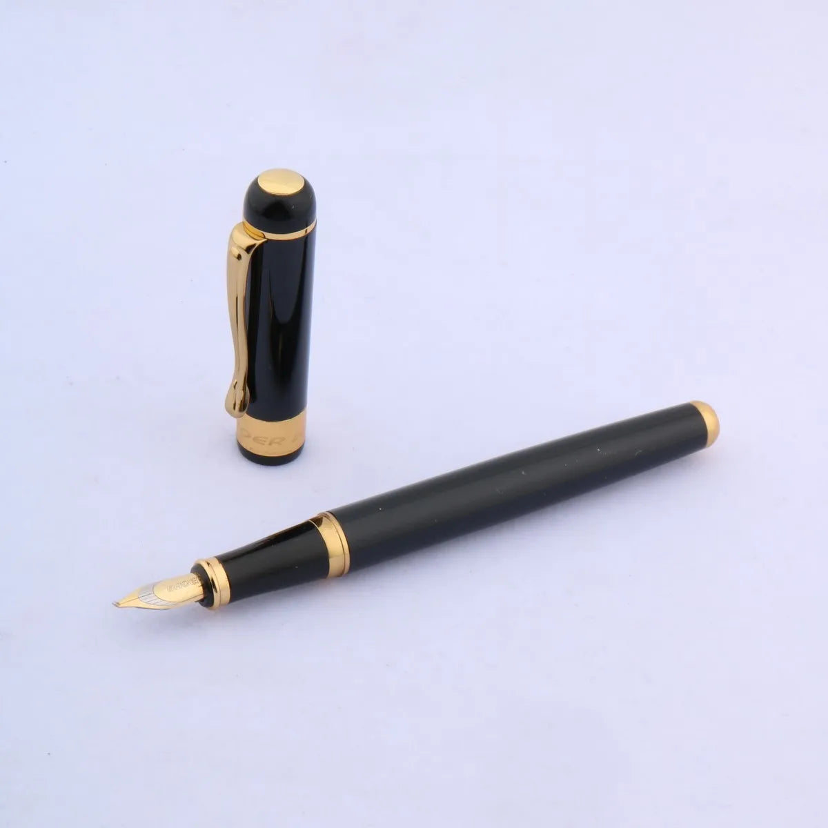Baoer 500 Black Lacquered Golden Trim 1.0MM Calligraphy Bent Nib Fountain Pen
