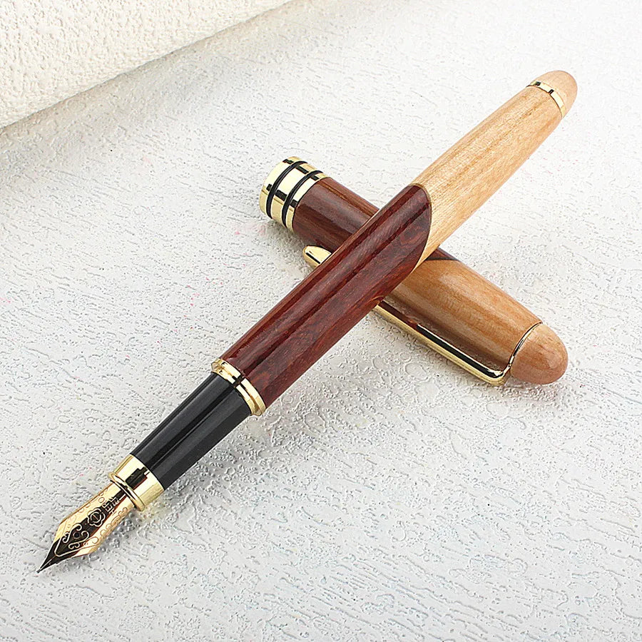 Hero wood Fountain Pen Classic Pen EF Extra Fine 0.38mm Smooth Financial Office Student Gift Ink Pen